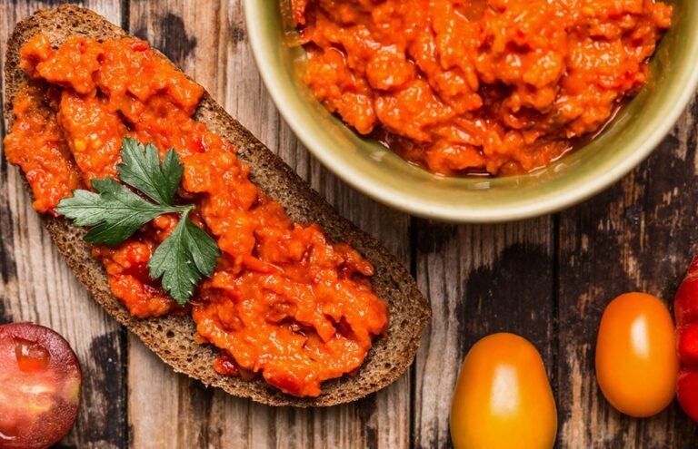 Brot mit Tomatenbrotaufstrich