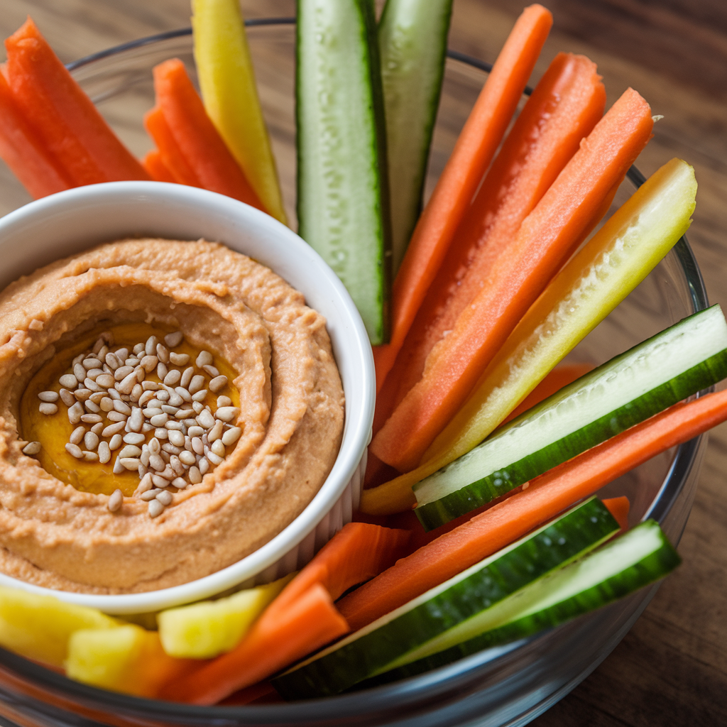 Knackige Gemüsesticks mit Hummus