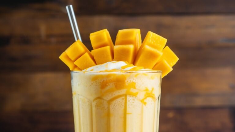 Mango Shake mit Mangostücken