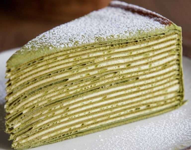 Matcha Mille Crêpe Cake – Eine raffinierte Grüntee-Kreation